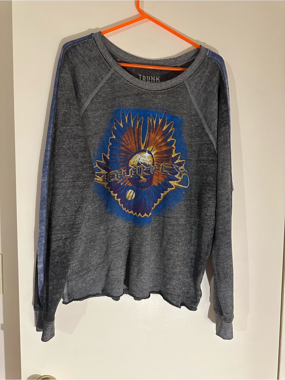 Trunk Ltd Journey Charcoal Crewneck Sweatshirt with Blue and Gold Graphic